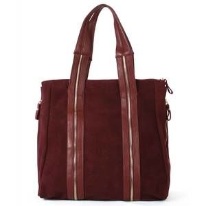 NEW INZI women's leather and suede tote bag in wine